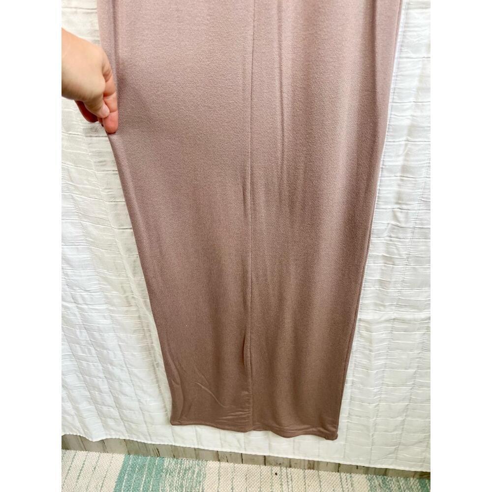 Naked Wardrobe Beige Brown High Neck Sleeveless Fitted Maxi Dress Size Small - Picture 6 of 11